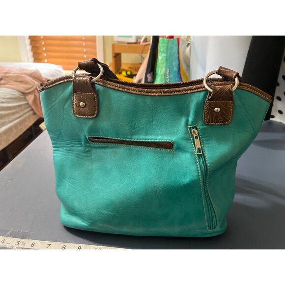 Western Turquoise  Bag Embellished Cross Design SMALL FLAW Cogril Rodeo Ranch - Picture 8 of 11
